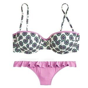 J. Crew Underwire Ruffle Hipster Bikini Size 32C Top and S Bottom NWT